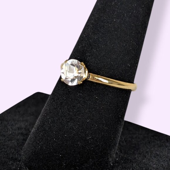 (2/$20) V. Faceted Glass Solitaire Ring - Picture 2 of 6